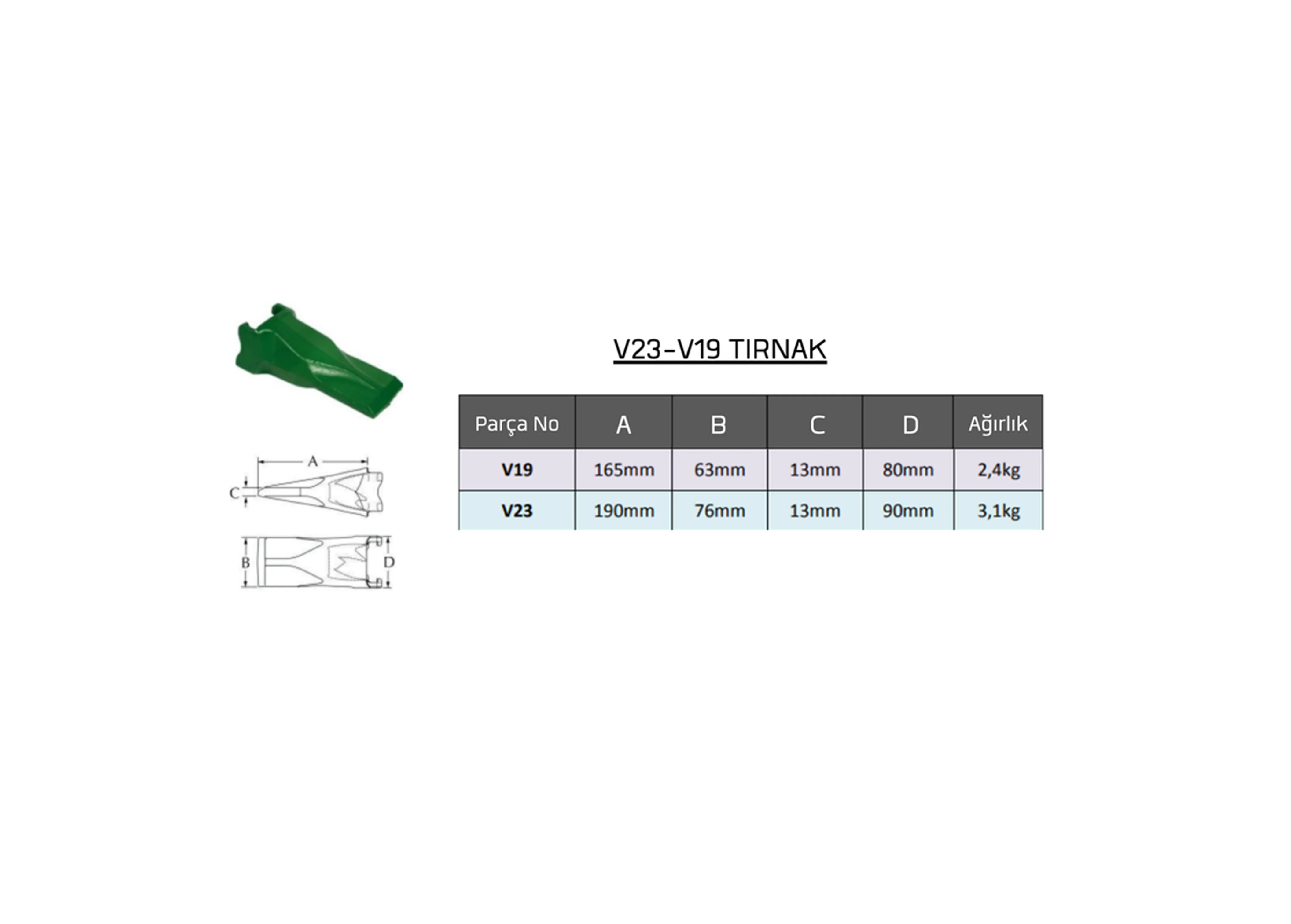 V19 Kazıcı Tırnak